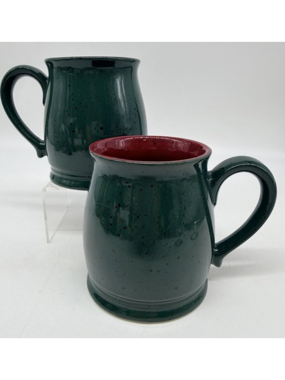 Colours By Alexander Julian Denby-Langley Hunter Green Speckled Burgundy Set 2